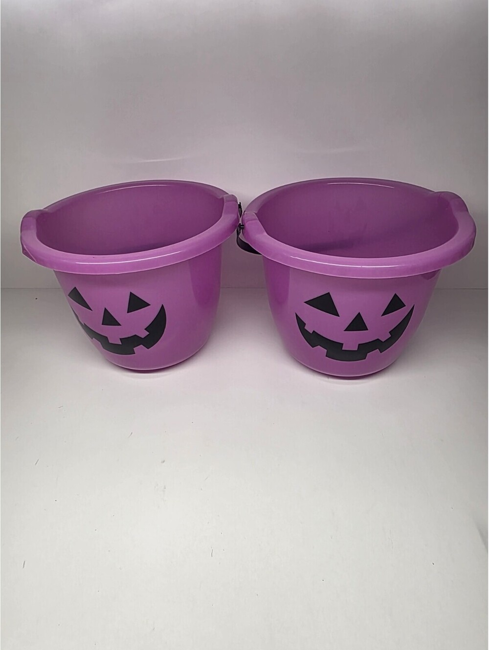 Purple 2 Pack Jack O Lantern Pumpkin Trick or Treat Candy Bucket Pail 8"
